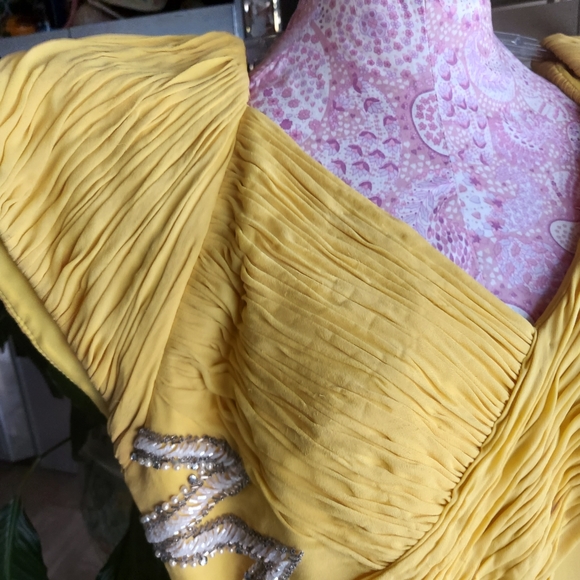 Vtg Yellow beaded gown CAMILLE - Picture 6 of 10